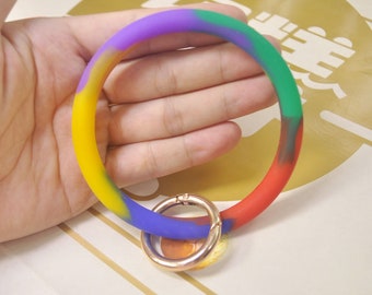 1Pcs Bangle Bracelet keychain,multicolour Silicone Bangle Bracelet With Key Ring,Fob,3 inch internal,Fashion Keyring,key Holder Jewelry.