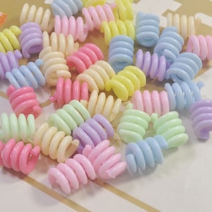 spiraal coils haar kralen, 100pcs gemengde kleur kralen, acryl kralen, 18mm