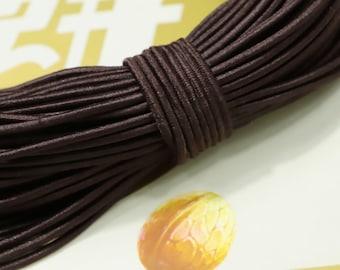 5 Meter 2,5 mm runde elastische Schnur, Black Coffee Stretch-Schnur, elastische Stretch-Schnur, Perlenschnur, DYI-Masken, Schmuck, Nylon umwickelter Gummi.