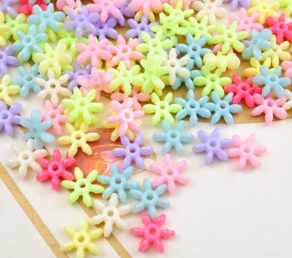 wholesale Flower Beads 13mm Flower Beads Acrylic or Resin Beads Assorted beads Pastel Flower Jewelry making 150 pcs set