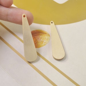 12Pcs,DIY Unfinished Laser Cut Wood Pendant,Natural Wood Earrings Blanks,Wood Teardrop Jewelry, Wood Shapes,Long wood Drop Shape - 49x13mm