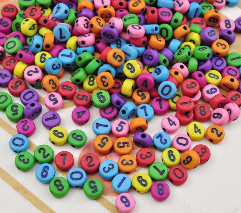 Number Bead String 100-500pcs 7mm Number Beads,mix Round Acrylic Black Number Beads ...