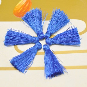Signal blue Mini silky tassel,50pcs 1&quot; inch silk tassel,Earring tassel,necklace tassel,Fringe Tassel,Handmade tassel for making jewelry