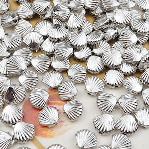 100Pcs/200Pcs Silver Shell,Shell beads,Acrylic Shell Craft Beads,Pastel Shell,Acrylic Clam Shell Beads Clamshell,Jewelry Making,10mm