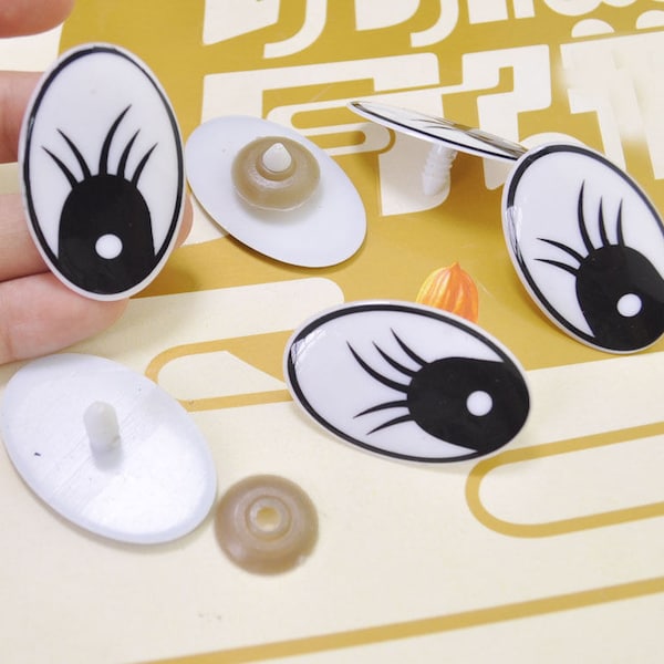 10Pairs 47mm Grand Jouet Yeux Dessin Animé Yeux Ovale Adorable Comic Sécurité Yeux Animal Eyes Craft Eyes Crochet poupée Yeux Plastique Yeux Imprimés.