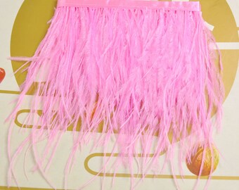 Ostrich Feather, Feather Fringe trim,1 yard, 5yards, 10 yards of Pink Ostrich Feather, Wholesale Feather, Sewing and Crafts, 5-6 inch