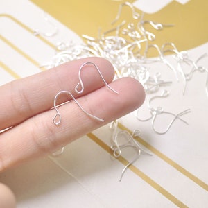 100Pcs Ear Wires -Silver 20mm Fish Hook Earwire,Earring Wires，meter earrring,DIY Earring,Earring Fingding,Wholesales