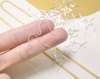 100Pcs Ear Wires -Silver 20mm Fish Hook Earwire,Earring Wires，meter earrring,DIY Earring,Earring Fingding,Wholesales