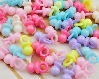 Acrylic Pacifier Pendant Charms，Acrylic Pacifier beads,Random Mixed beads,Pastel Pacifier charm,150 pcs set,19x10mm