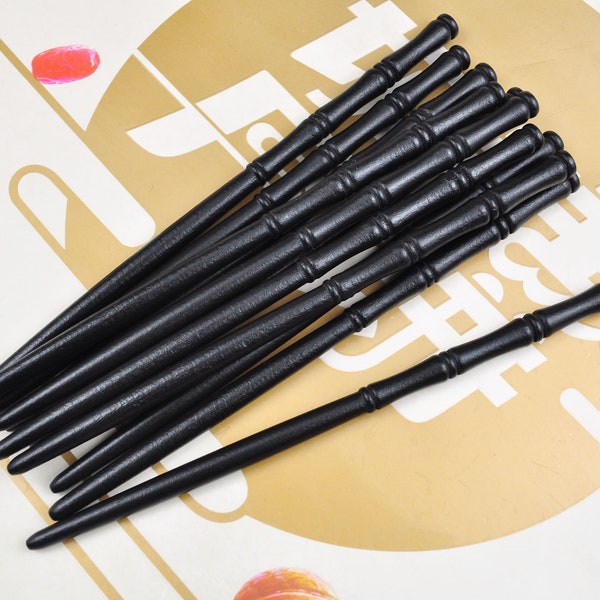 6Pcs Wooden Hair Sticks,Black Dyed Wood Hair stick,Bamboo shaped,Hair Accessories，6.85 inches long,NO Hole