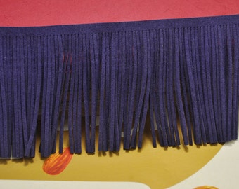 1 yard navy blue Leather Fringe Trim,78mm Width Faux Suede Fringe Trim,Perfect for Making Tassel and other crafts,DIY Tassel pendant.