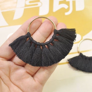 2Pcs/4pcs/6pcs/10pcs Fan Tassels on Brass Findings/Black nappa/orecchini pendenti/orecchini nappa charm/nappa di cotone - 55mm