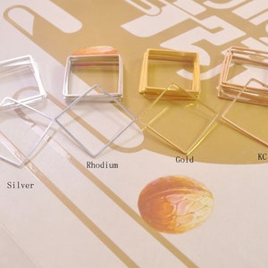 Geometric Brass Pendant, 20pcs 1&quot; Silver/Rhodium/Gold/KC Gold Color Square Connectors Finding,Rhodium Flat Square Blank Ring (25mm)--VC5539#