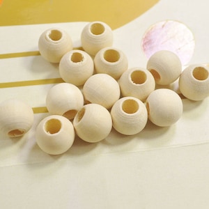 50 pieces Large Wood beads,Round Unfinished Natural Wooden Beads,round ball beads,6mm Big Hole Middle--15mm