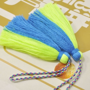 Grand pompon en coton, 2Pcs, pompons Mala faits à la main, pompon vert vif et bleu, pompon avec corde, boho, fournisseur de pompons, fabrication de pompons DIY-VC2 #
