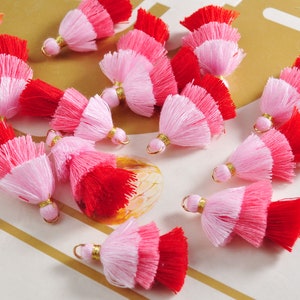 10-100Pcs Three Tier Tassel,1.5&quot; Handmade Cotton Tassel for Earring/Necklace Making,Tiered Tassels, DIY, Fashion Tassels,Jewelry Tassels