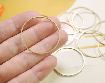 Rohes Messing Kreis Ringe, Messing Verbinder Ringe - 50 Stück Rohes Messing Ringzubehör, Rohmessing flach geschlossener Ring (40 mm)