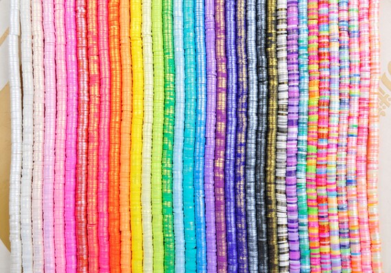 35 Colors 6mm Shinning Polymer Clay Beads,16 inch strand,African Vinyl Heishi beads Clay Disc,Wholesale Vinyl Heishi DIY Making Jewelry Bead