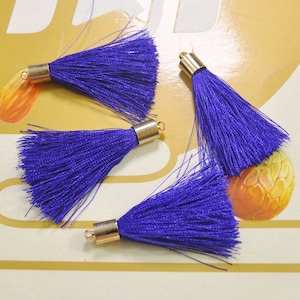 45mm tassel charm,royalblue silk tassel pendant,20pc silky tassels,earring tassel,keychain tassel,bracelet tassel,necklace tassel-VC3759