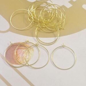 50/200Pcs Gold Hoops Earwire,25mm Gold Plated Beading Hoops, DIY Earring Hoops,Earring Findings,Gold Plated Wine Charm Rings