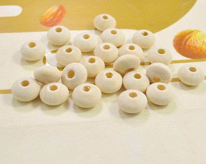 50pcs 13mm Round Flat Wooden Beads With 4mm Holeunfinished Etsy