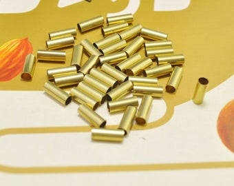 Cuentas espaciadoras de latón crudo, 60 unidades de tubos de latón crudo, cuenta tubular redonda de latón (10 x 4 mm) - D5104