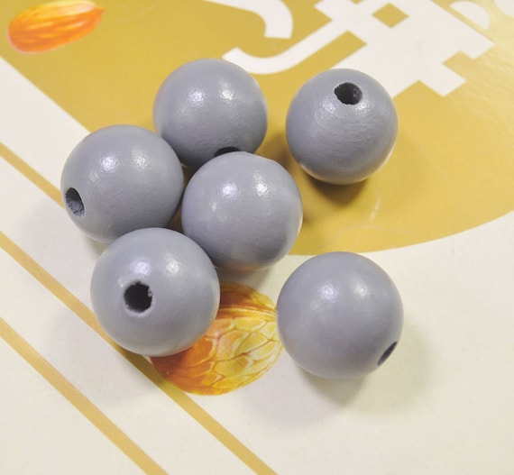 25Pieces inch Grey round wooden beads,necklace beads, Painted wood  bead,Wood Spacer Bead,Jewelry Supplies