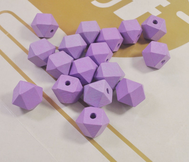 15mm Lavender wooden bead Small Wood Faceted Geometric Beads,30pcs Geometric wooden beads for necklacebracelet Jewelry,wholesale