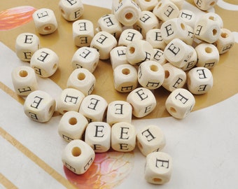 20-200 of E letter wood letter alphabet square beads , 10mm Natural Wooden Letter Alphabet Beads,Spacer Beads,DIY Jewelry Making Accessories