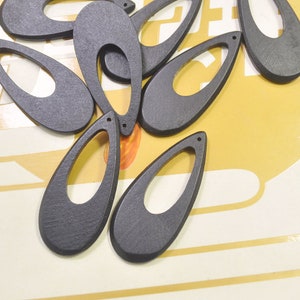 20pcs unfinished wooden drops,Black wood earring/necklace pendants finding,Water-drop Wood Charms 60x30mm