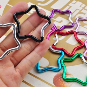 Stylischer Y2K Stern-Karabinerhaken Aus Metall - Silberner Schlüsselanhänger Mit Glitzer-Effekt