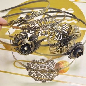 Bronze Headband,6pcs Antique Bronze headbnads,flower headband,Headband for Women/Girls, DIY Accessory Jewelry Making