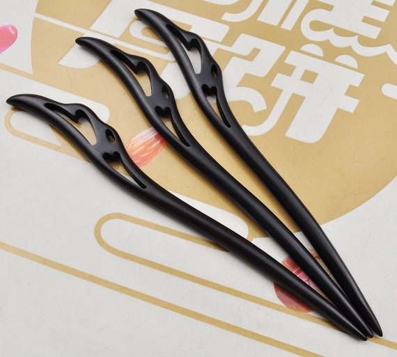 Handmade Ebony Wood Hair Sticks Shawl Pins 7 inch Pair 1/2/3/4/5pcs Black Wooden Hair Stick, 7 main image 4