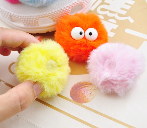 1-5pcs Cute Pompom Shoe Bucklets, 19 Colors Pompom 3D Eye Shoe