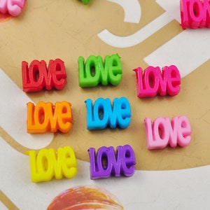 10 Stück Set,Acryl Liebe Perlen,Acryl Liebe Brief Perlen,wählen Sie die gewünschte Farbe,17x12mm