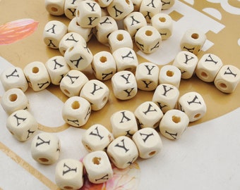 20-200 of Y letter wood letter alphabet square beads , 10mm Natural Wooden Letter Alphabet Beads,Spacer Beads,DIY Jewelry Making Accessories