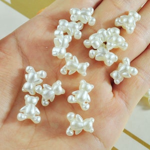50Pcs/100Pcs/200Pcs Pearl Bear Spacer Beads , Acrylic bear Beads ,12mm ABS Pearl White bear Shape,bear Beads,Jewelry Supply