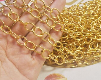 1m Aluminium Oval Chain,Open LInks Chain,Gold chain for Necklace Jewellery Making -13x10mm
