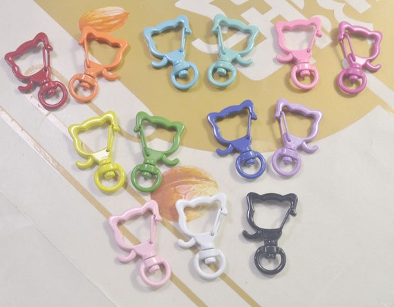 20pcs Mixed Color Lobster Claw Clasps, Heart Clasp Key Chain