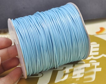 Cordón encerado de 10 yardas (1,5 mm) al por mayor, hilo de poliéster encerado azul claro, ideal para bisutería, pulseras y collares.