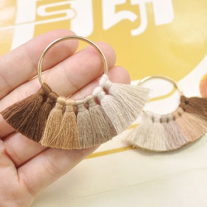 2Pcs/4pcs/6pcs/10pcs Fan Tassels on Brass Findings/Mixed Color nappa/orecchini pendenti/orecchini nappa charm/nappa in cotone - 55mm