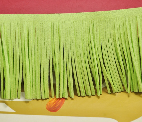 1 yard neno green Leather Fringe Trim,78mm Width Faux Suede Fringe Trim,Perfect for Making Tassel and other crafts,DIY Tassel pendant.
