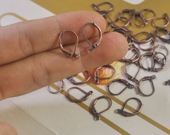 Antique Copper Plated Earrings,50Pcs,Modern Leverback Ear Wires,Earring Hooks Findings 15x10mm