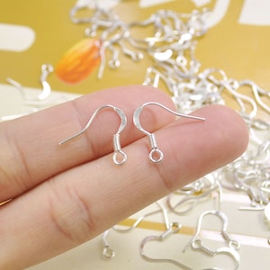 100Pcs Silver Plated French Hook Earwire, Earring Hook, Fish Hook, DIY Earring, Earring Findings,Coil Ear Wires,Wholesales