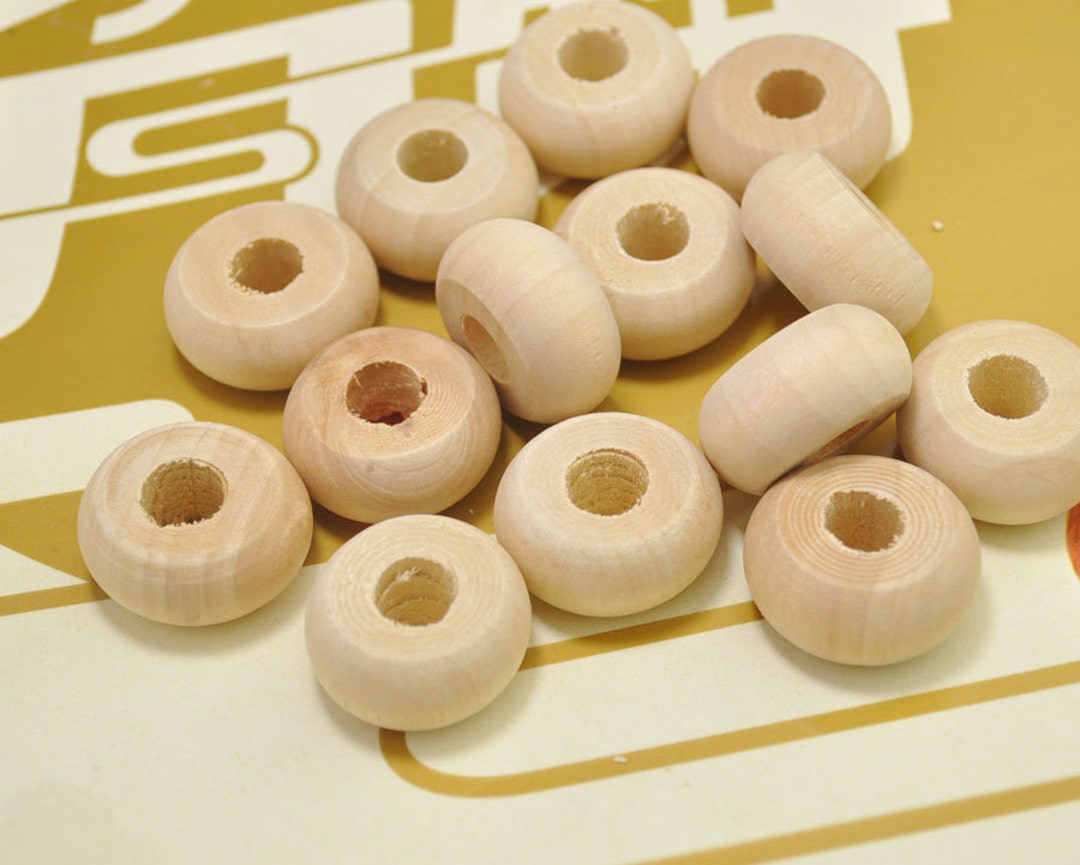 20pcs 24mm Round Flat Wooden Beads With 5.5mm Hole,unfinished Natural Wood Bead Charm Bracelet