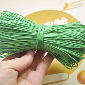 1.5mm Green Waxed Cotton Cord, 20 Meters, Necklace Cord, Bracelet Cord,Waxed Cord, Beading / Craft and Jewelry Supplies -- VC239