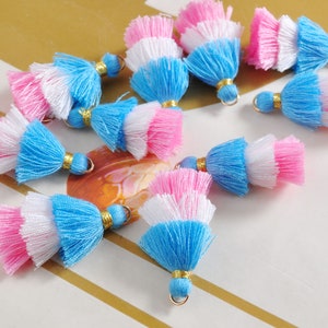 10-100Pcs Three Tier Tassel,1.5&quot; Handmade Cotton Tassel for Earring/Necklace Making,Tiered Tassels, DIY, Fashion Tassels,Jewelry Tassels