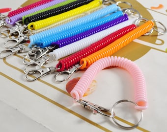 1-50Pcs Colorful Plastic Spring Buckle Belt Bag Clip Loop Hook Keychain Key Ring Carabiner,Coiled For bag,  Keys, Tools etc