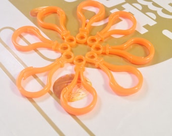 20Pcs Large Plastic hook Clasps,Orange Plastic Key Chain Holders Clasps,Purse charm clasps,keychain hooks,keyring clips,50x25mm