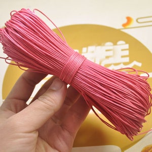 Waxed Cord ,65 meters Watermelon red cords,1mm Waxed Cotton Cord String, Bracelet Cord, Necklace Cord, Macrame Cord -- VC139